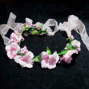 NEW Pink Flower Bridal Head Wreath
